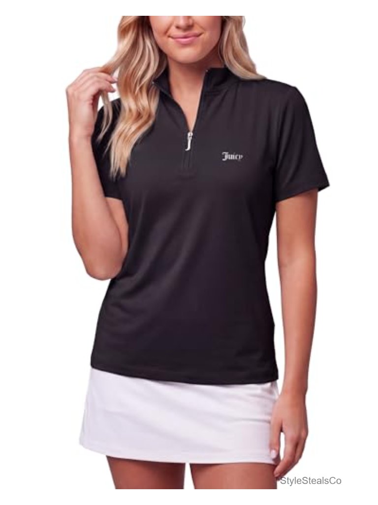 Women's Mock Neck Half Zip Short Sleeve Polo Shirt Dry Fit Athletic Pullover